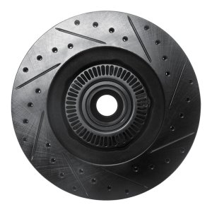 Ford Explorer Brake Rotor (1) - Front Left - R1 Concepts - Drilled & Slotted - Black - `95-`11